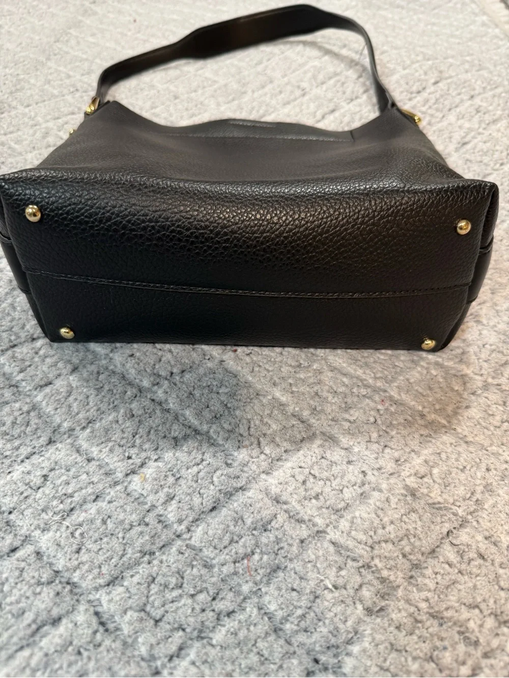 Steve Madden Black Pebbled Leather Shoulder Bag with Gold Hardware